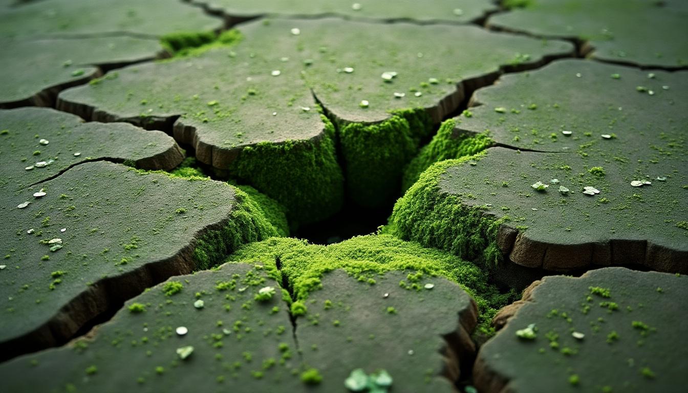 Traiter la mousse accumulée autour d’une tuile cassée